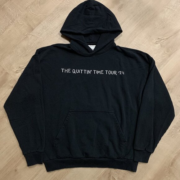 Zach Bryan 2024 The Quittin’ Time Tour Hoodie Size Medium M Black Oversized - Picture 1 of 7